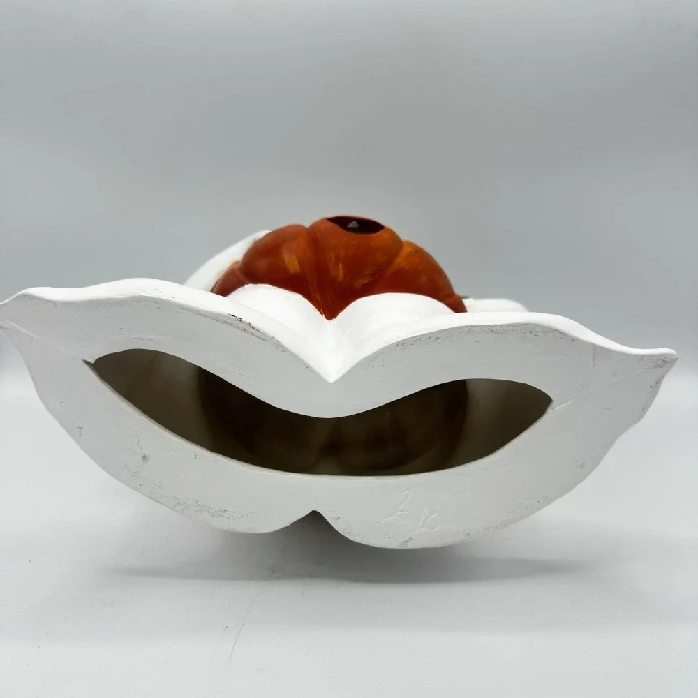 Vintage Ceramic Mold Halloween Ghost Costume Pumpkin Hand Painted 11.5